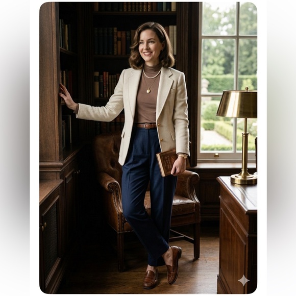 Tahari Tops - Tahari Modal Blend Mock Neck Long Sleeve Top - Size L - Taupe / Mushroom